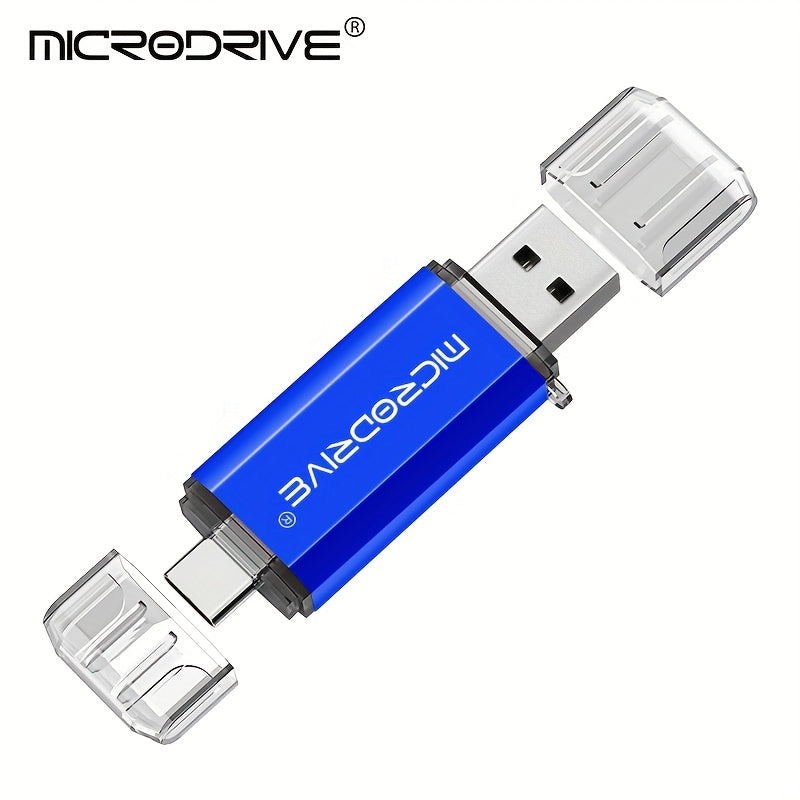 MICRODRIVE 2.0 USB-C Flesh Drayv - Yuqori tezlikdagi OTG xotira kaliti, muzlatilgan metall tekstura, 128GB/64GB/32GB/16GB, Noutbuk va smartfonlar bilan mos, Qizil/Qora, Qiziqarli dizayn