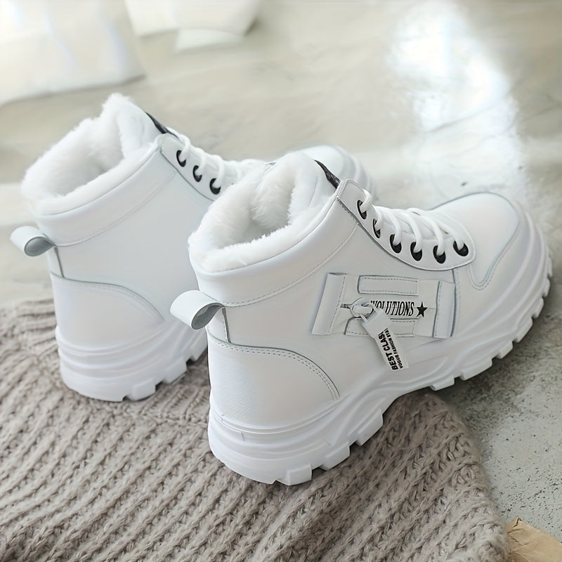 Women's Fleece-Lined Short Winter Boots Warm Cold-Resistant Height-Boosting