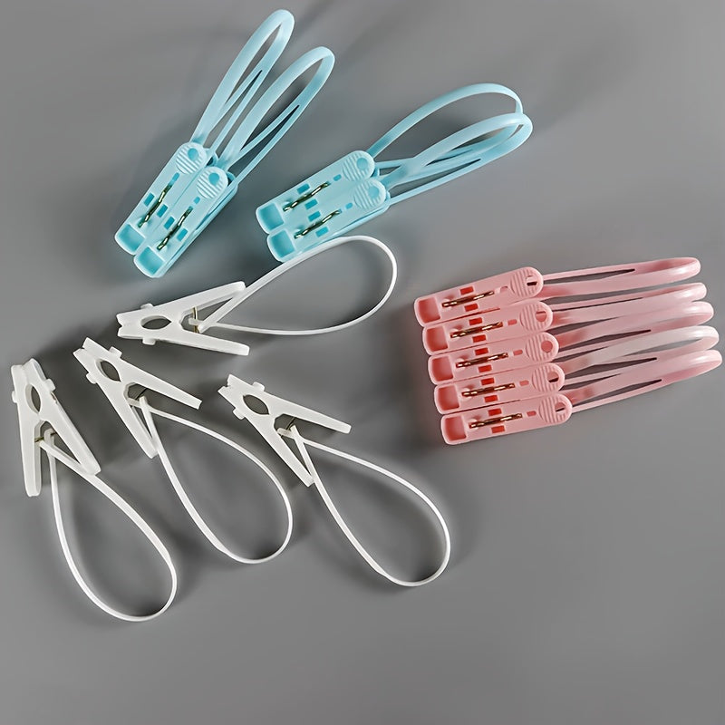 Windproof Clothes Clips Household Plastic Clips with Rope for Drying and Traveling