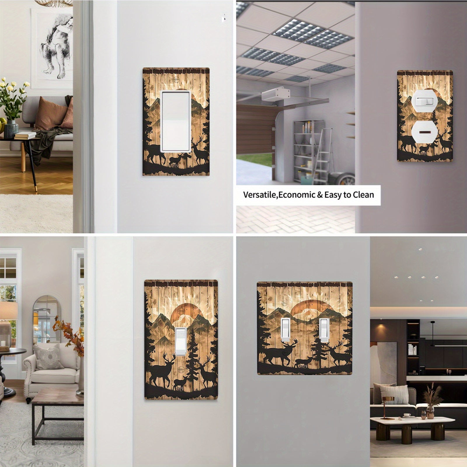 Rustic Forest Deer and Bear Wall Plate Cover for Country Decor Indoor Outdoor Pack of 1