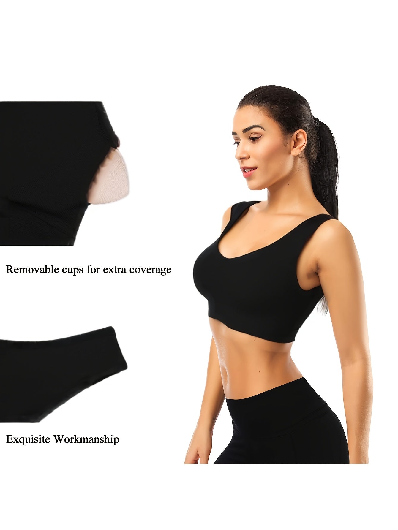Plus size ayollar uchun shikastlanmagan sport bra, dumaloq bo’yinli, bir rangli faol kiyim