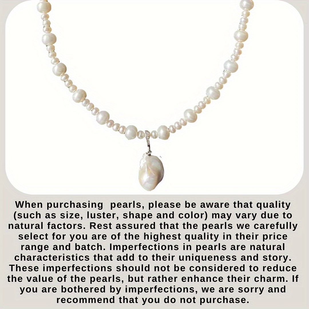Freshwater Pearl Necklace with Adjustable Chain Baroque Style Beads for Special Occasions