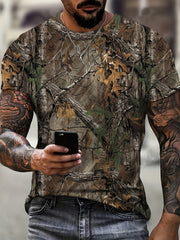 Men's Summer T-Shirt Short Sleeve 3D Print Breathable Polyester Casual Large