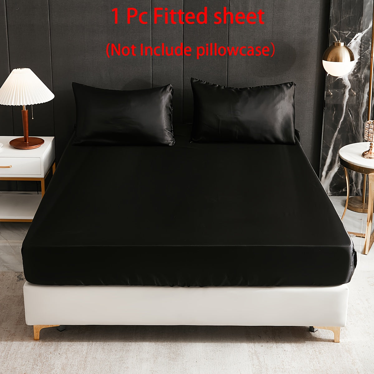 Satin Fitted Sheet Queen Size Soft Bedding for Bedroom Guest Room Hotel