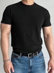 Camiseta deportiva elástica transpirable para hombre, ideal para correr y hacer ejercicio, de manga corta
