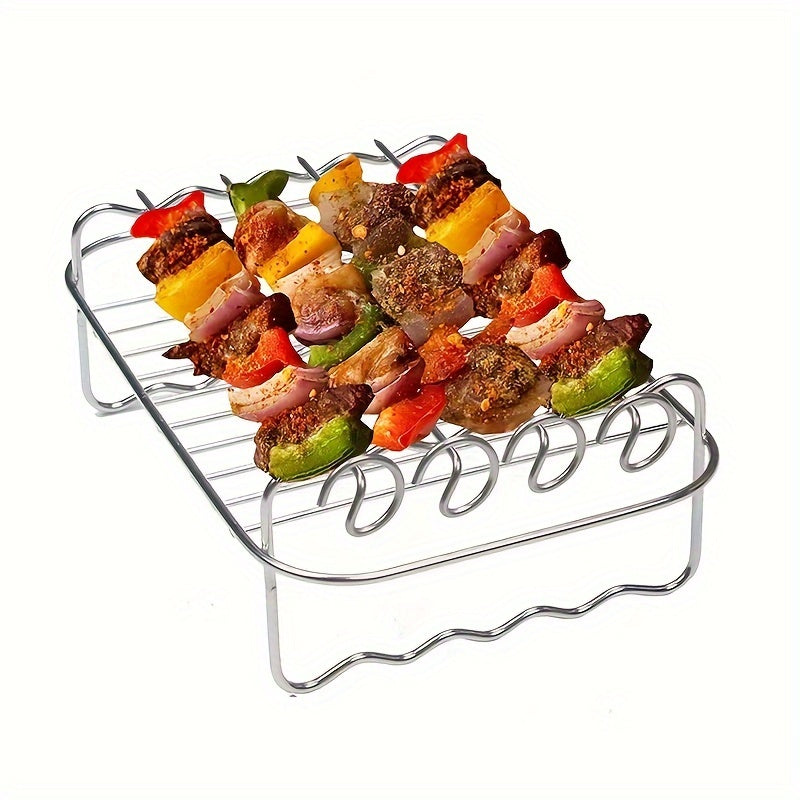 Stainless Steel Kebab Grill Rack with Skewers for Air Fryer Deep Fryer and Pressure Cooker