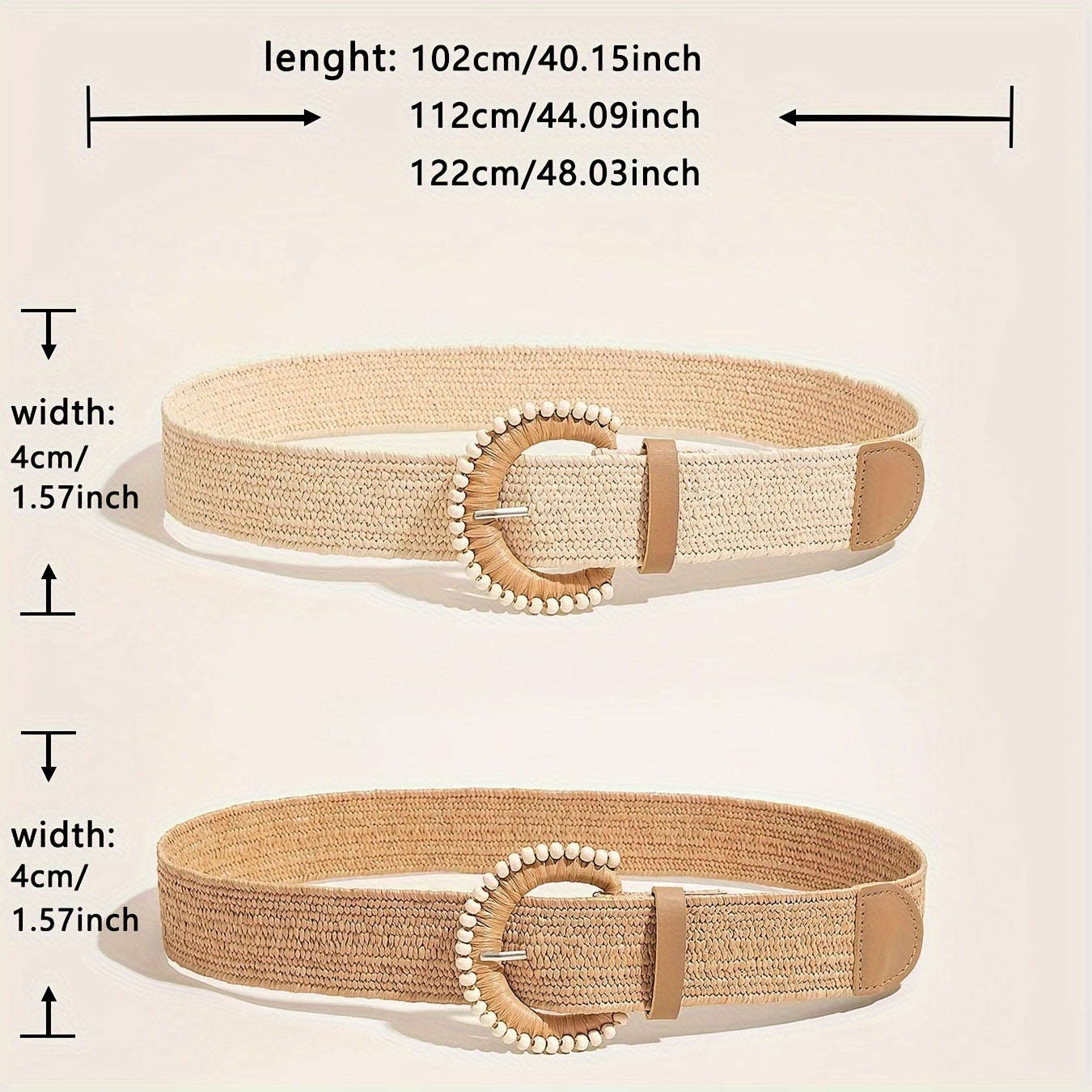 2 ta ayollar uchun Boho paxta qoplamali keng belbog'lar to'plami, yarim doira tokchali belbog'lar