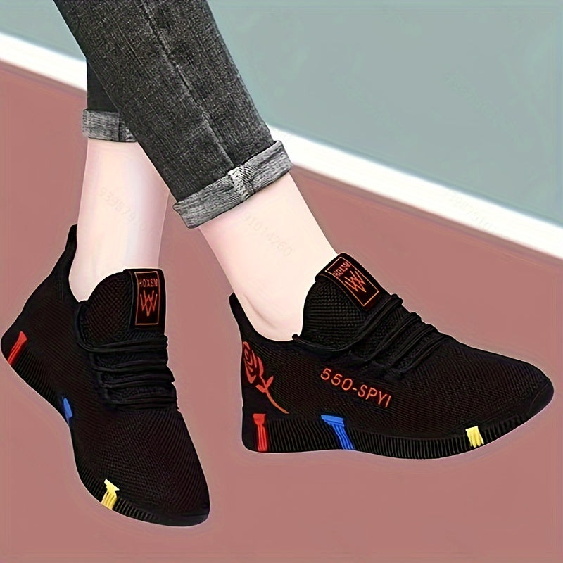 Zapatillas casuales de caña baja para mujer con tela transpirable y suela de PVC, comodidad para todas las estaciones