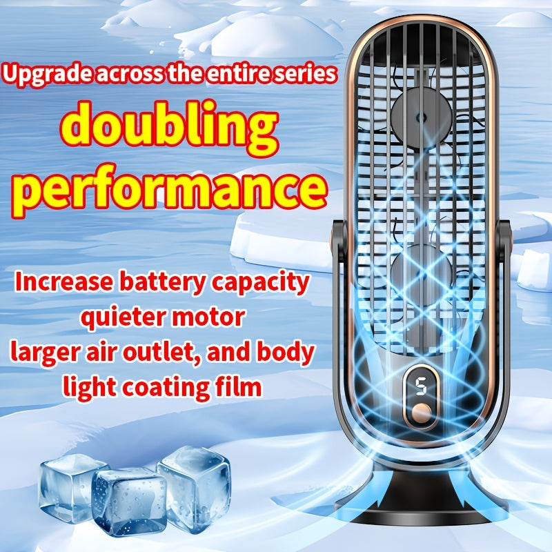 Portable Desk Fan with Dual Air Circulation Quiet USB Rechargeable Battery