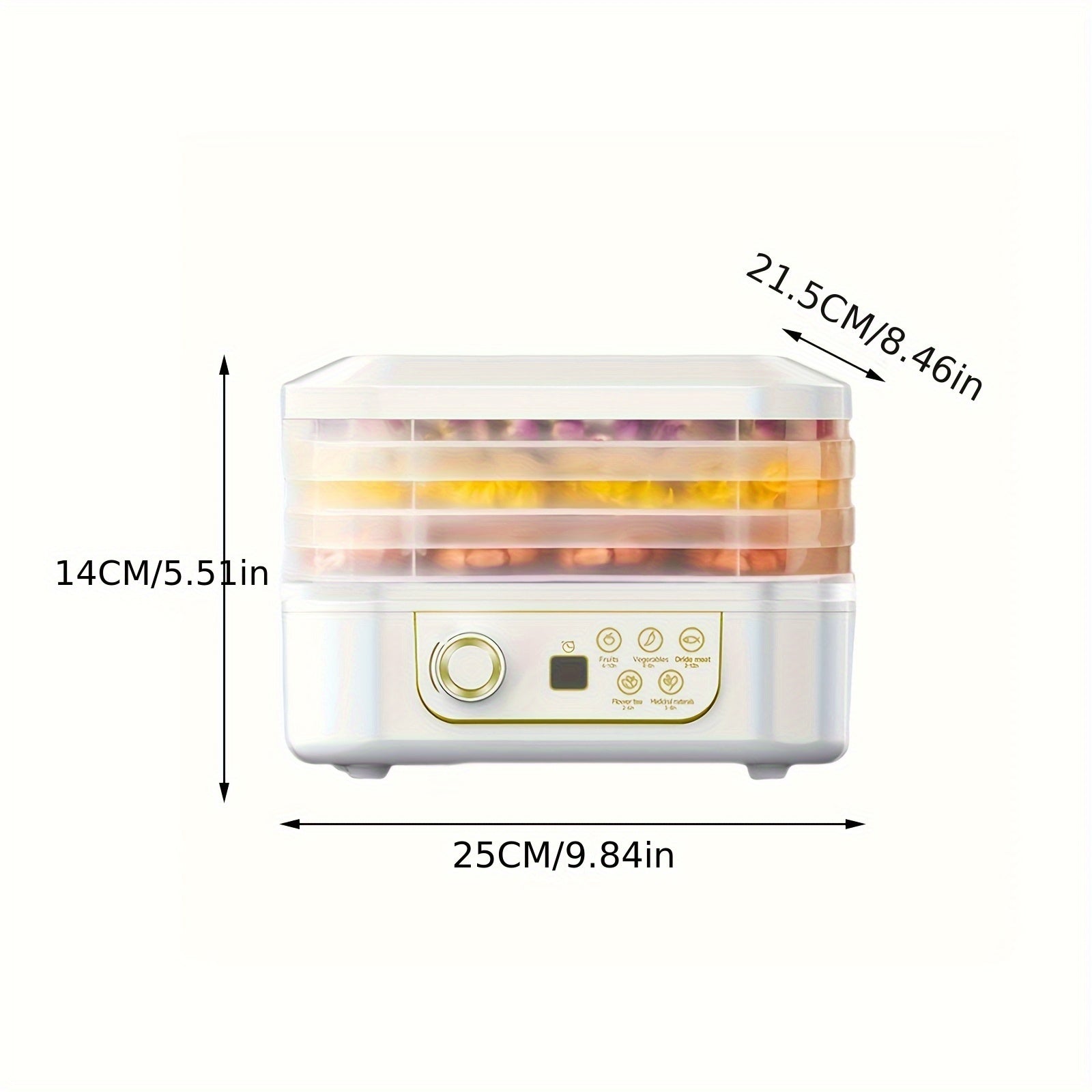 3-Tier Food Dehydrator White Easy-to-Use Round Fruit Vegetable Drying Machine for Jerky Leather Snacks