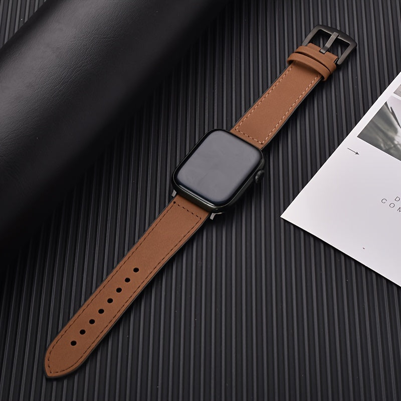 Synthetic Leather Watch Band for Apple Watch Series Ultra SE 5 4 3 Adjustable Hook Loop Clasp