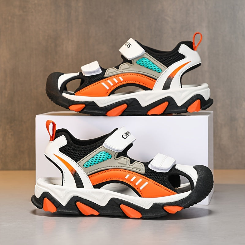 Boys Summer Sports Sandals Breathable Non-Slip Sole Striped Low Top Adjustable