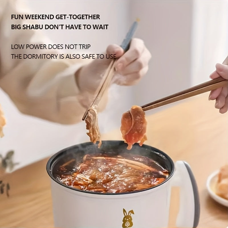 Многофункционительная электрическая кастрюля для студенческих общежитий, с американской вилкой и антипригарным материалом из полипропилена, подходит для варки, паровой обработки, жарки и жарки в воке. Идеально для небольших помещений.