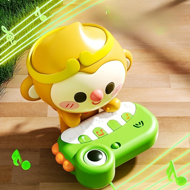 Green ABS Plastic Educational Toy for Kids with Detachable Piano and Interactive Monkey