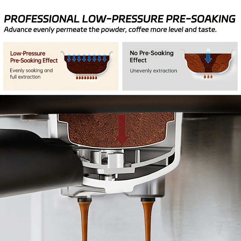 Programmable Espresso Machine with 20 Bar Pump LCD Touchscreen Stainless Steel Milk Frother 1.5L Water Tank