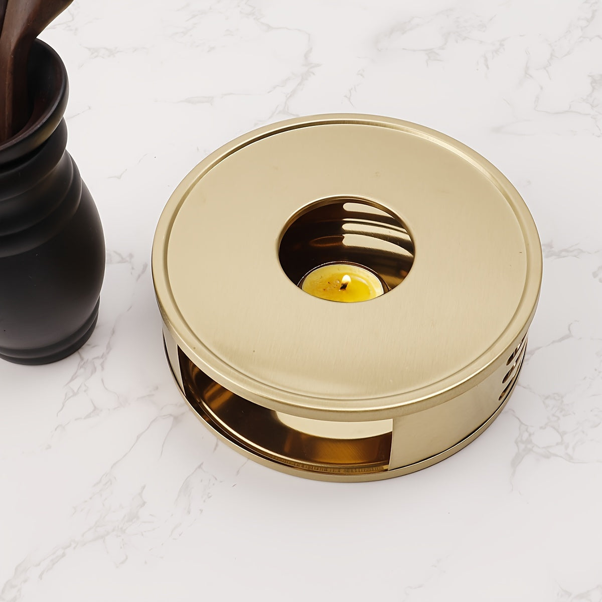 Портативный набор для подогрева чая из нержавеющей стали с подогревом от свечей — идеально подходит для домашнего заваривания и приготовления кофе на открытом воздухе, не требует электричества, включает в себя подогреватель чая и воска