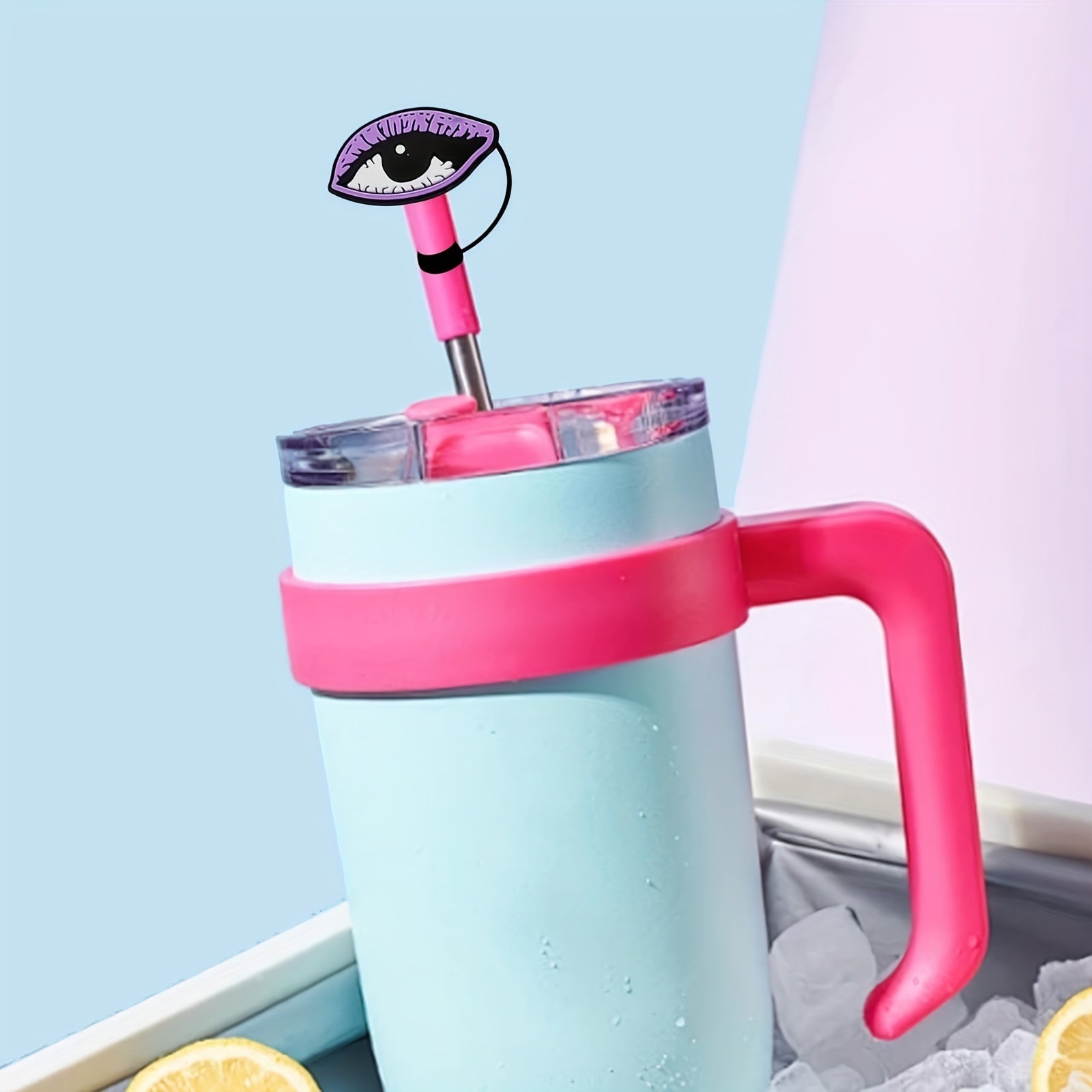 Set of 4 Straw Covers for 30oz and 40oz Tumblers with Fun Designs for Parties