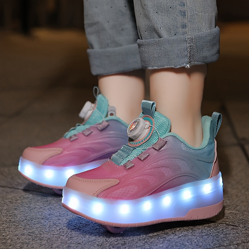 Kids LED Roller Skates with USB Rechargeable Battery Lightweight Durable Outdoor Sports