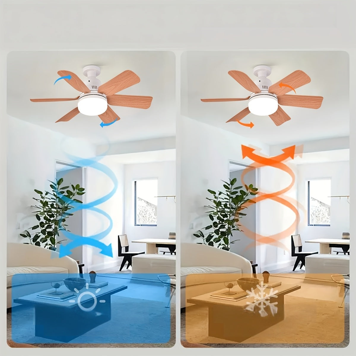 Wood Grain Ceiling Fan with LED Light Remote Control 3-Speed Dimmable Easy Install