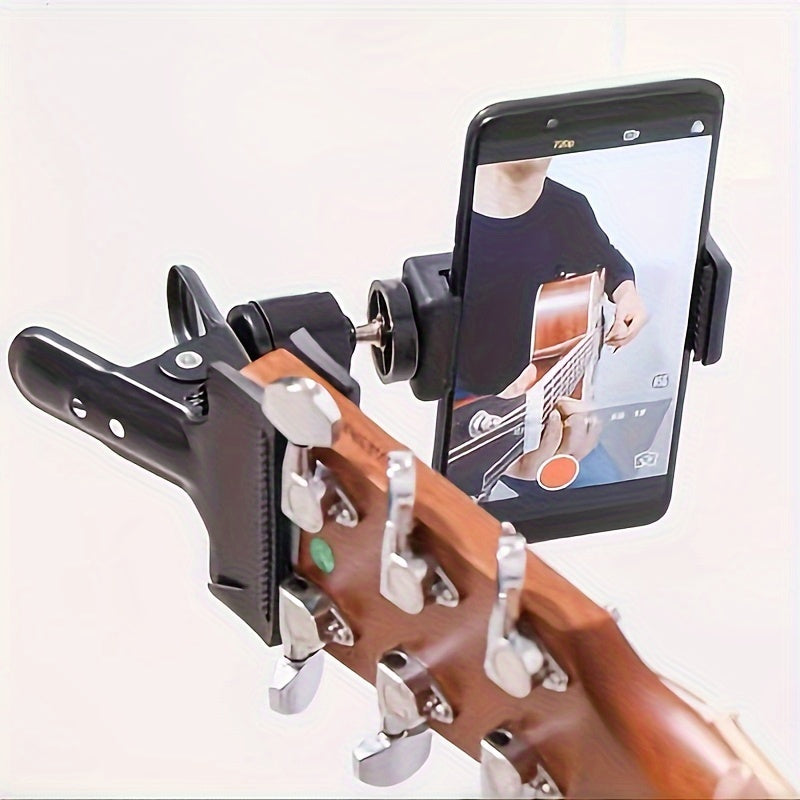 Adjustable ABS Guitar Headphone Holder with 360-Degree Rotation and Mobile Phone Stand