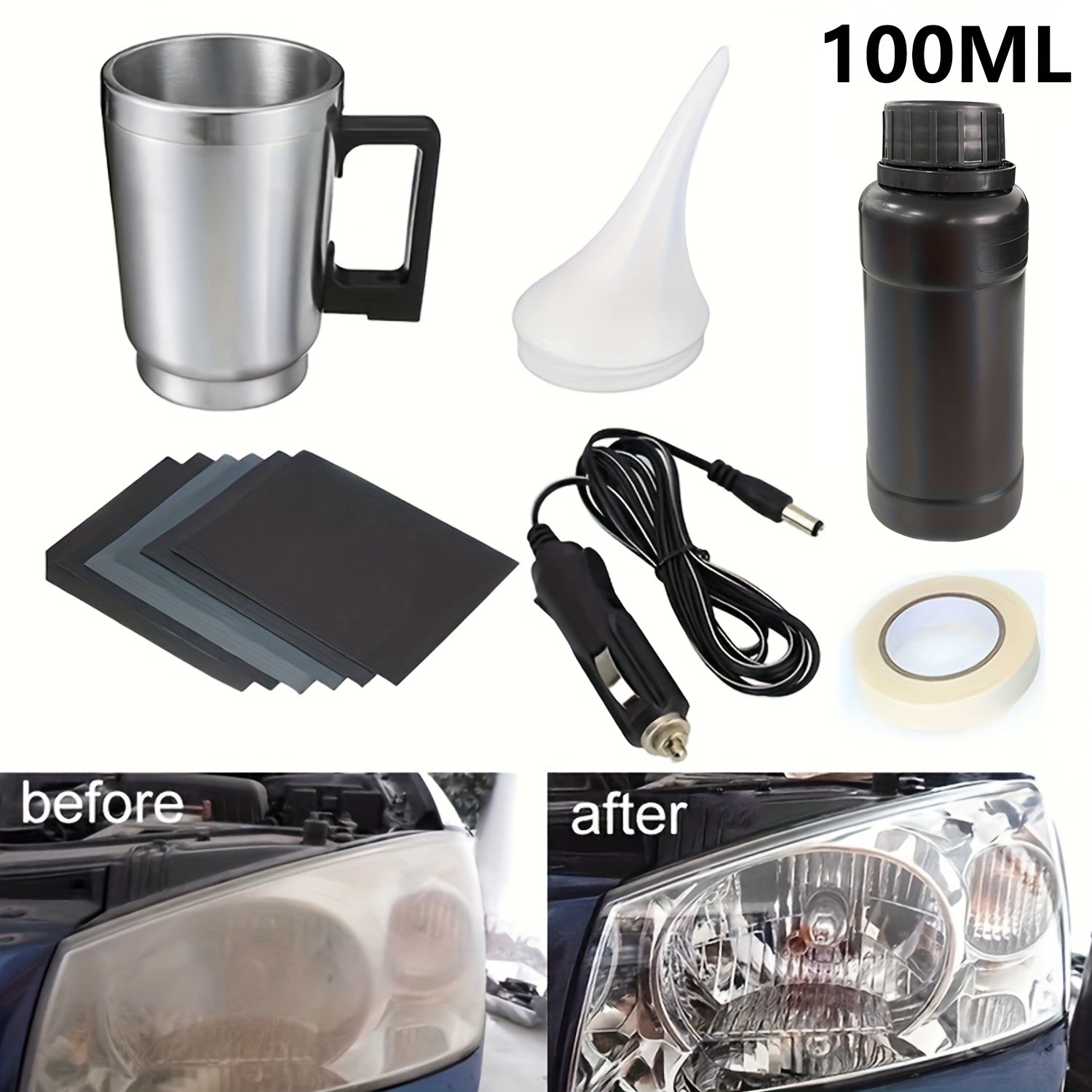 Набор для восстановления линз автомобильных фар, желтый окисел, удаление царапин, инструменты для очистки