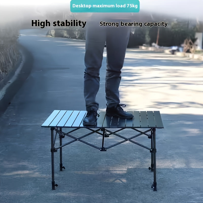 Portable Folding Camping Table with Adjustable Height and Metal Legs