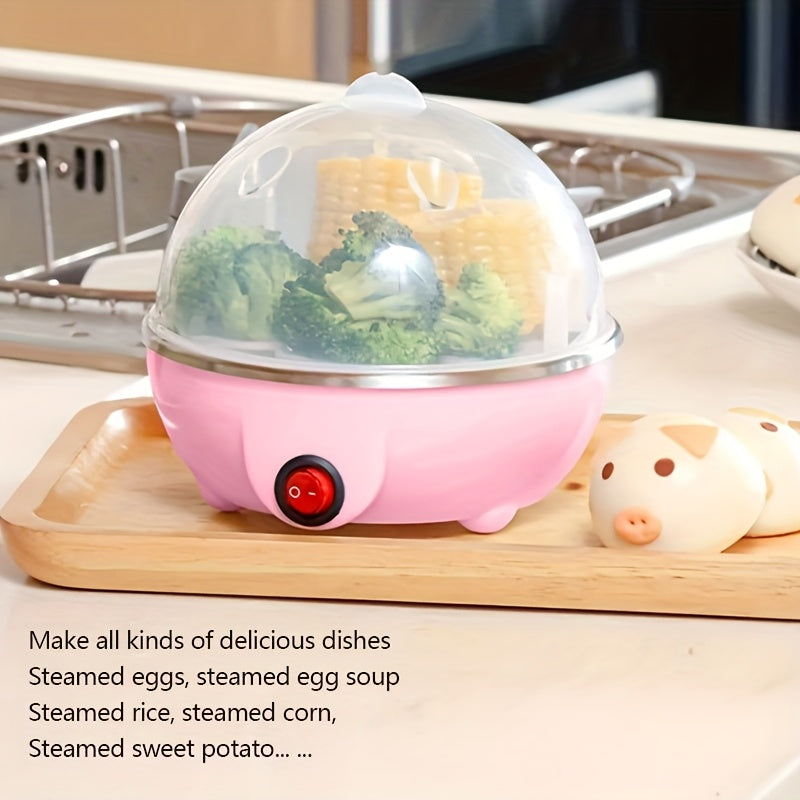 7 tuxum sigʻimi avtomatik oʻchirish tuxum pishiruvchi, zanglamaydigan poʻlatdan yasalgan isitish plitasiga ega