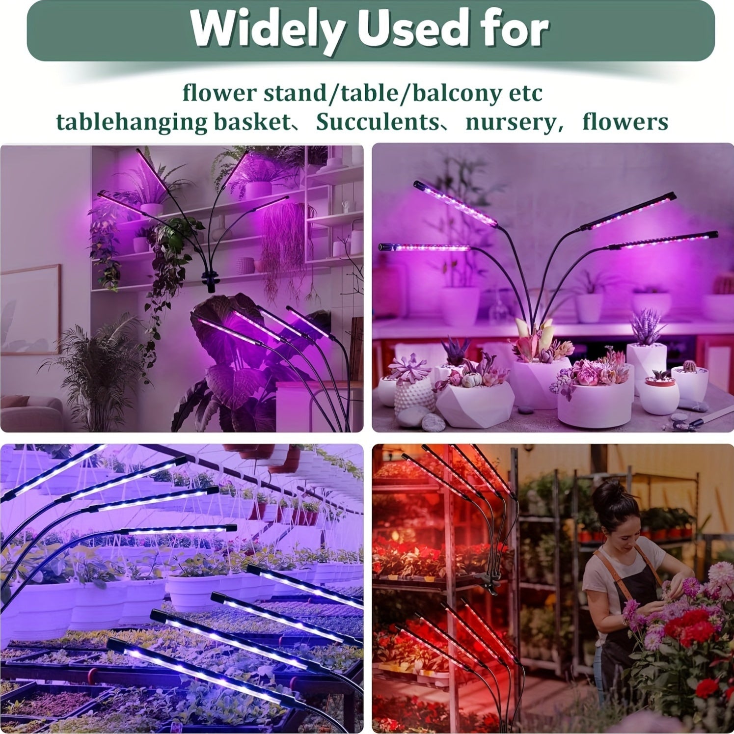 Red and Blue LED Plant Grow Light with USB, Adjustable 1-5 Heads for Indoor Plants and Greenhouse