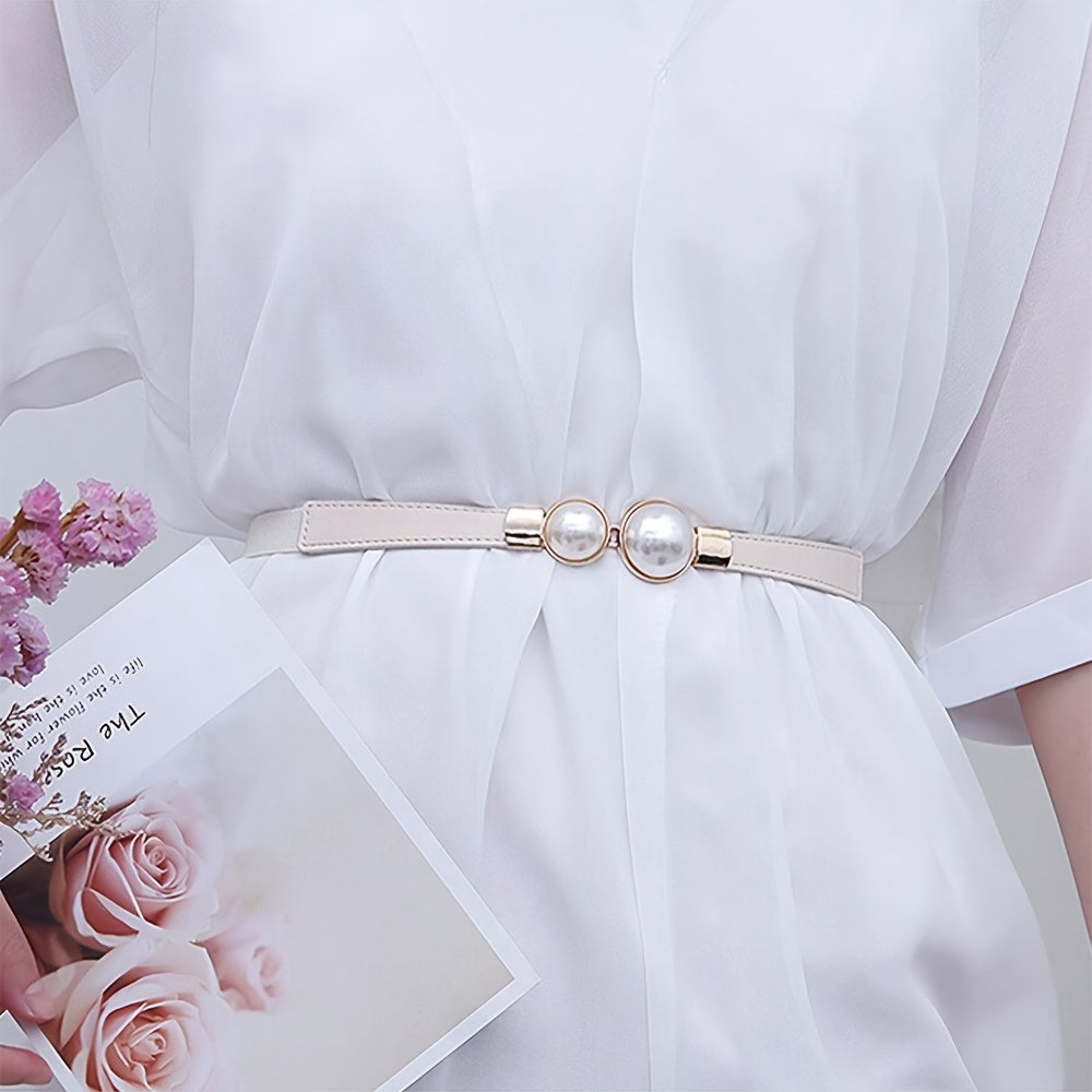 Набор из 3 женских эластичных ремней с металлической пряжкой, узкие ремни для платьев