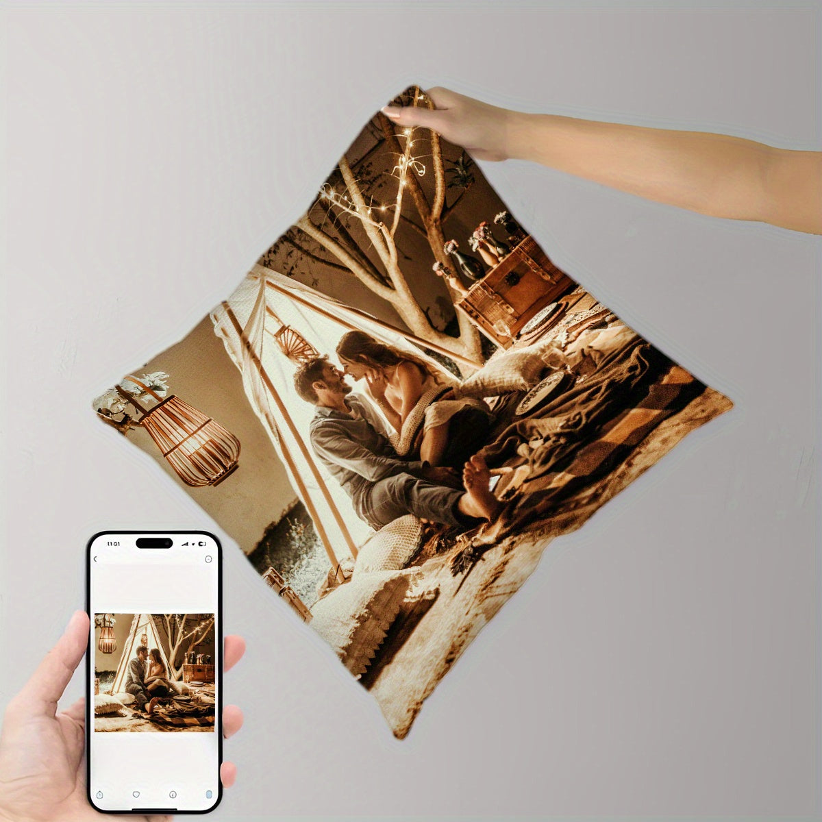 Personalized Pet Photo Throw Pillow Cover 45.72cm Square for Holidays and Weddings