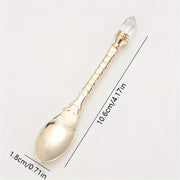 Gold-Plated Coffee Spoon with Crystal Handle for Holiday Celebrations