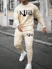 Men's Athletic Set Long Sleeve Crewneck Top and Joggers Polyester Casual Autumn Running