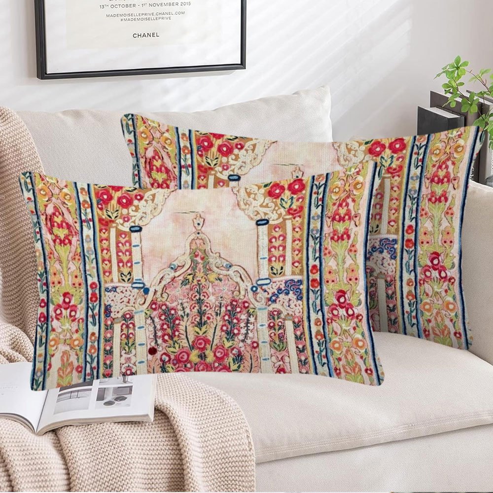 Set of 2 Bosnian Banya Luka Wall Art Pieces and Double-Sided Plush Pillow Covers 30.48x50.8cm for Sofa and Bedroom Decor