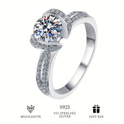 Kumushda Moissanite soʻlish uzuk, sertifikat va sovgʻa qutisi bilan