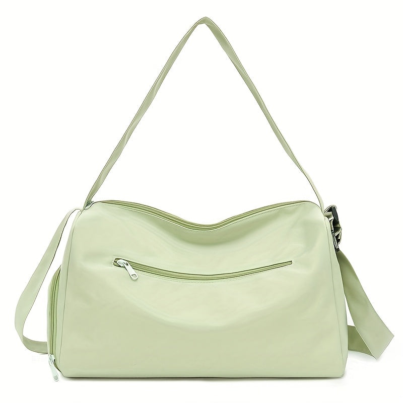 Unisex Nylon Gym Bag with Wet Dry Separation Trolley Sleeve Hand Washable Red Black Beige Green Purple