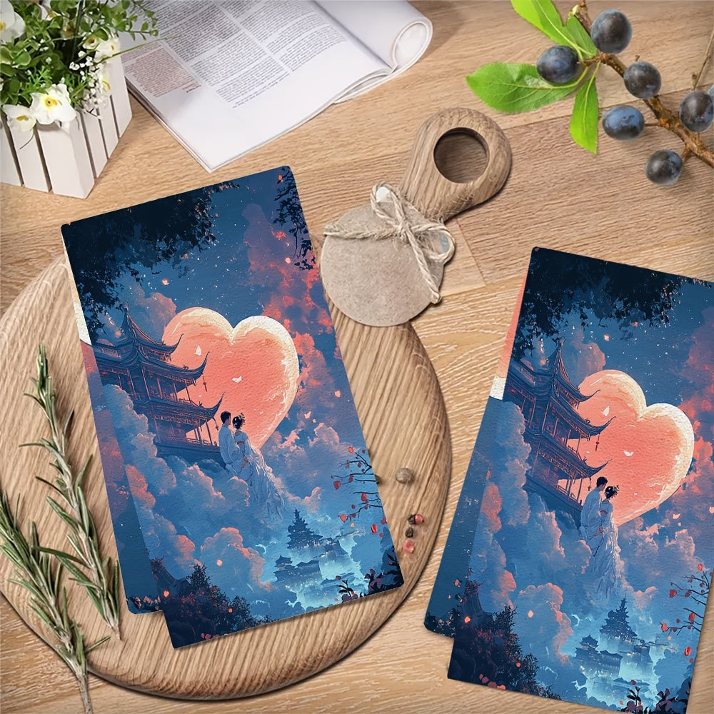 Set of 2 Ultra Soft Kitchen Towels 16x24 Inches Absorbent Dish Hand Towels
