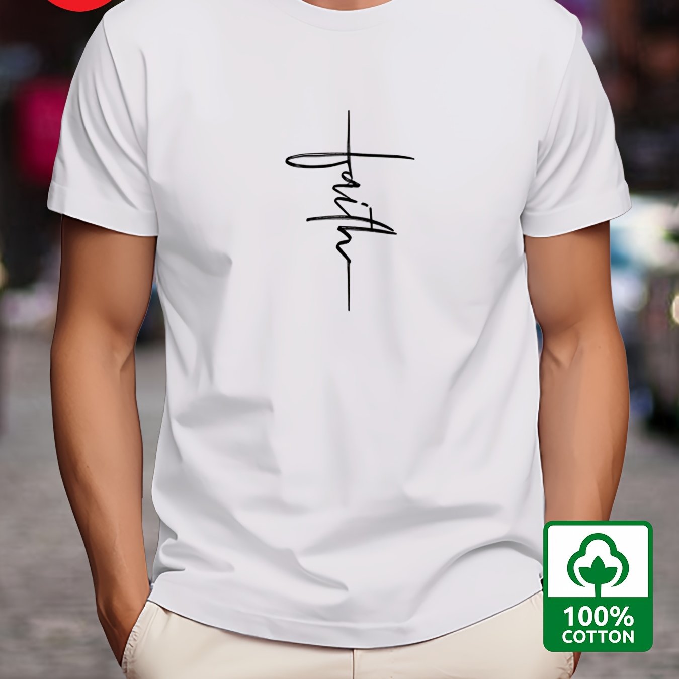 Men's Cotton Graphic Print T-Shirt Short Sleeve Crew Neck Casual Summer Outdoor