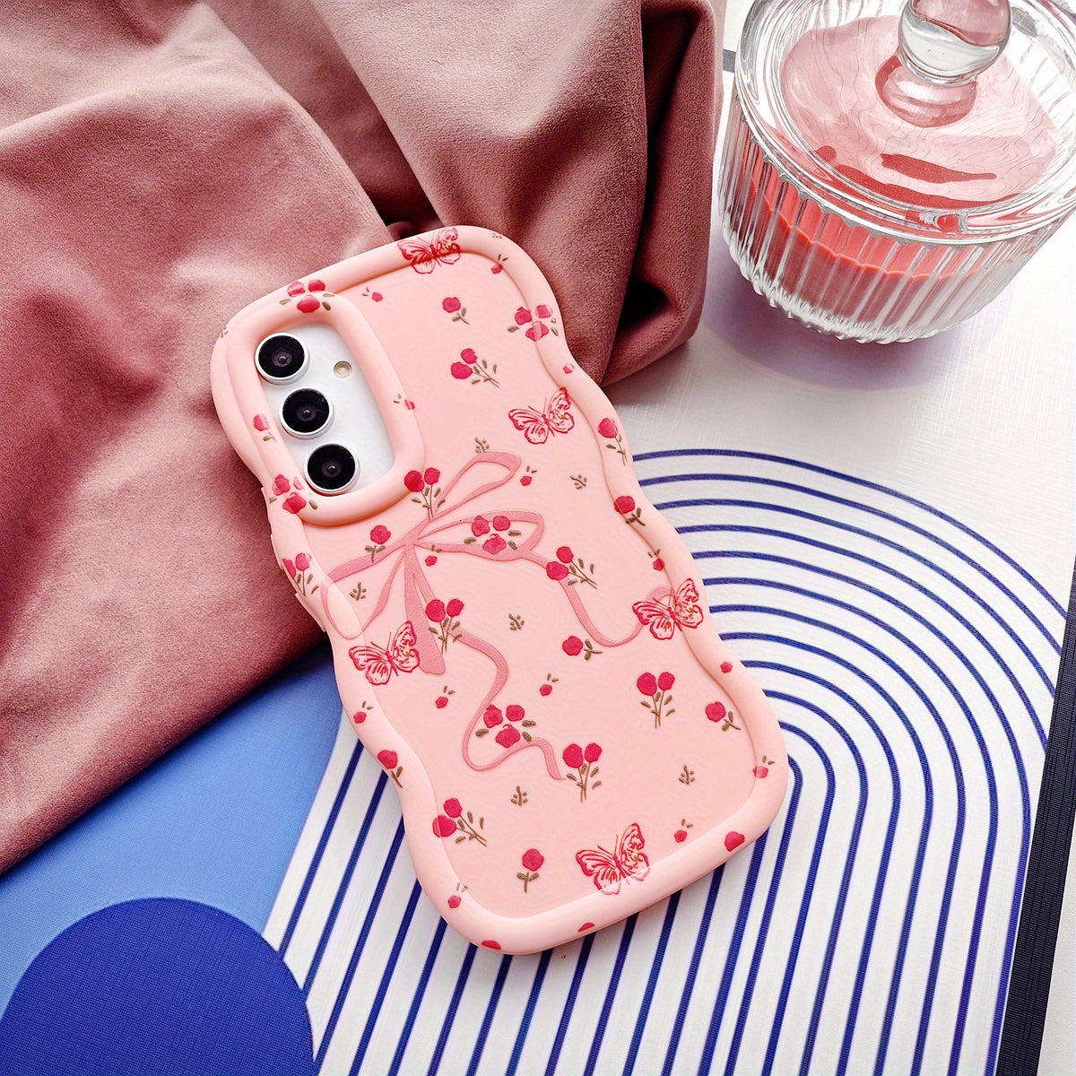 Pink Floral Butterfly Phone Case for Girls TPU Protective Cover for Xiaomi Redmi Poco Infinix Tecno