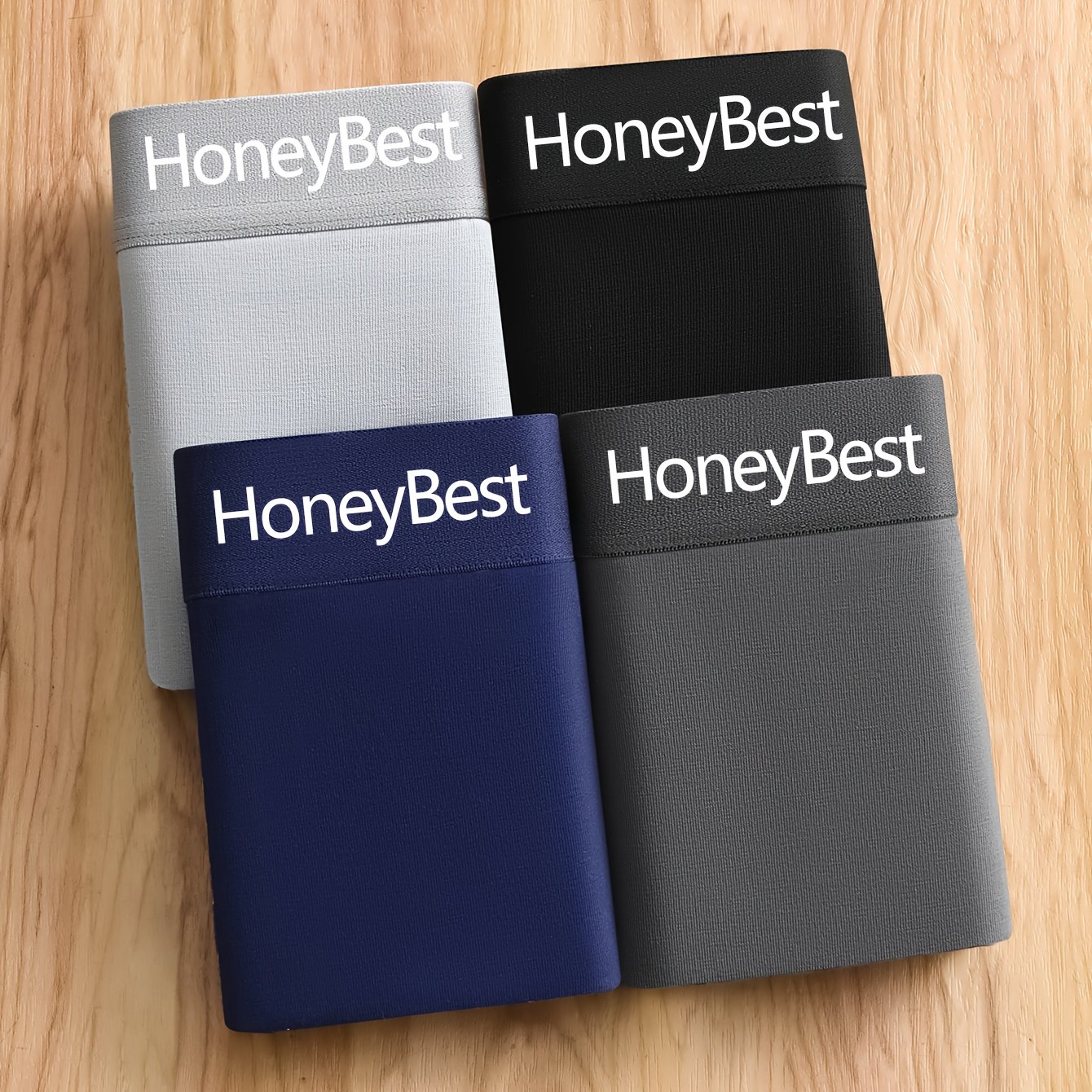 Men's Boxer Briefs 4 Pack Breathable Soft Stretch Solid Color Underwear