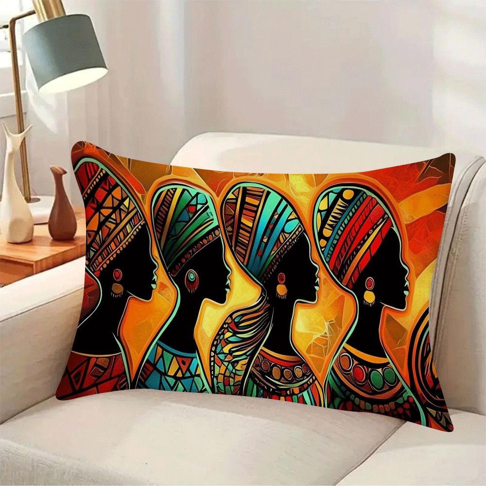 Vintage African Tribal Abstract Flannel Cushion Covers 50.8x30.48 cm for Sofa Bed Decor