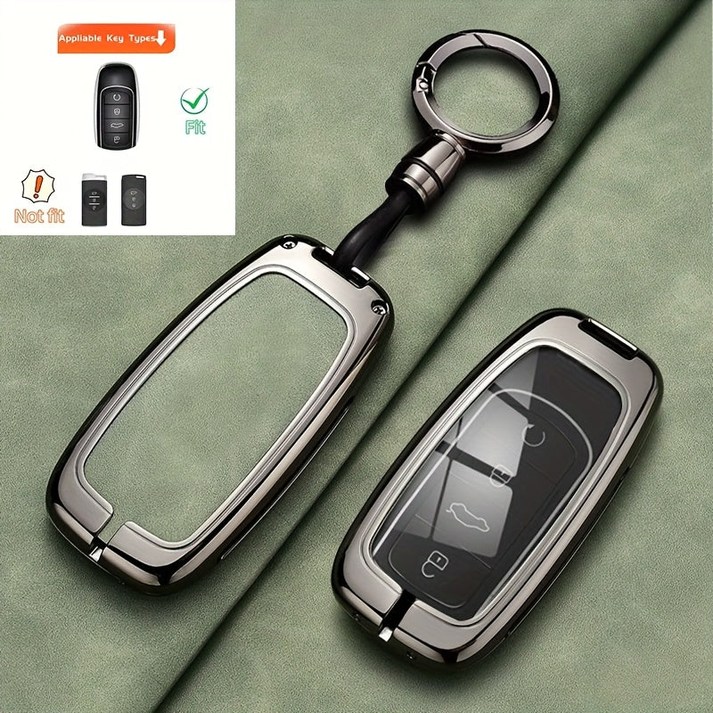 Luxury Zinc Alloy Car Key Fob Cover with Strap and Keychain for SUV