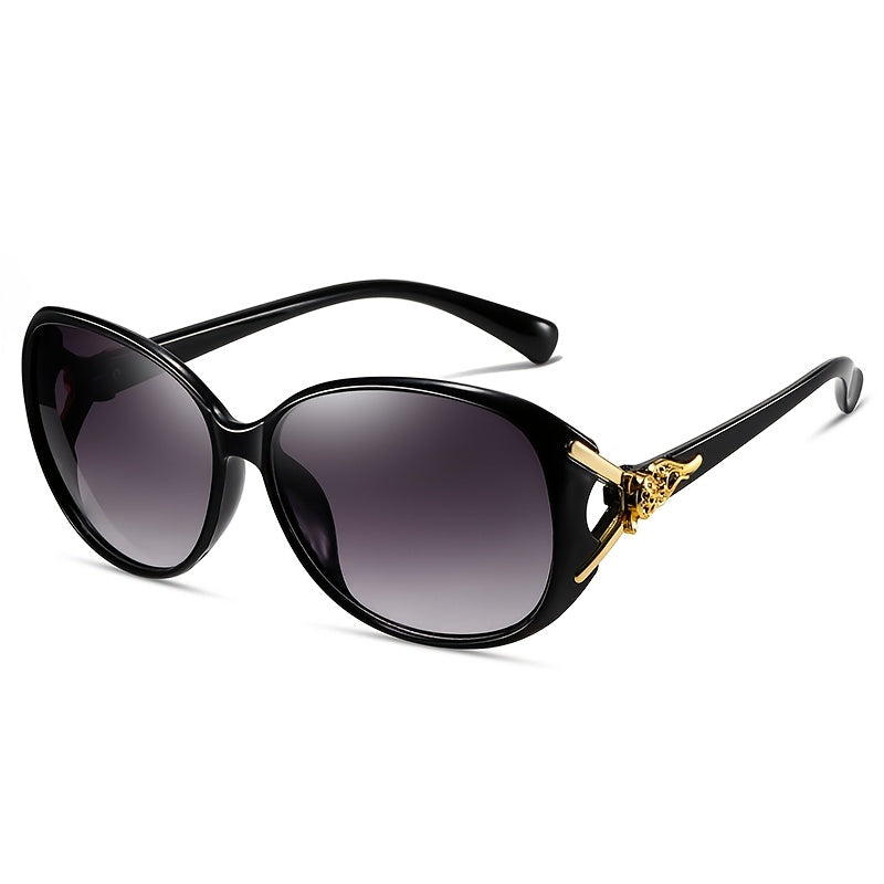 Women's Oval Gradient Lens Glasses with Fox Head Design Polycarbonate Frame for Hiking Sports