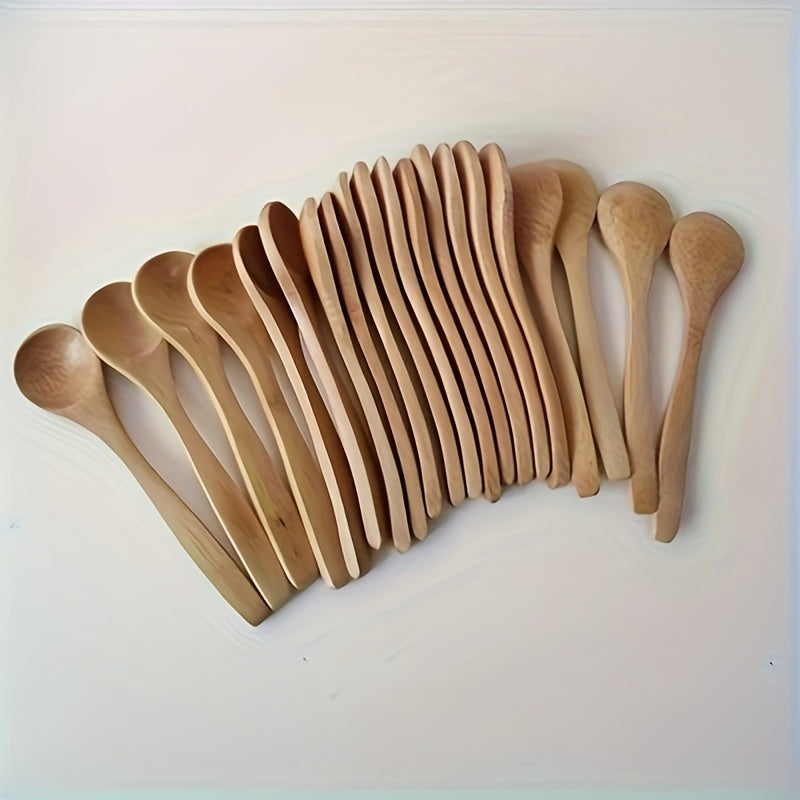 Set of 6 Wooden Long Handle Spoons for Coffee and Cooking