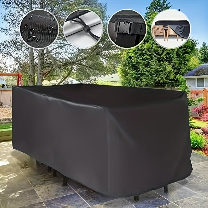 Black Oxford Outdoor Furniture Set with Silvery Coated Cover and Four-Corner Buckle
