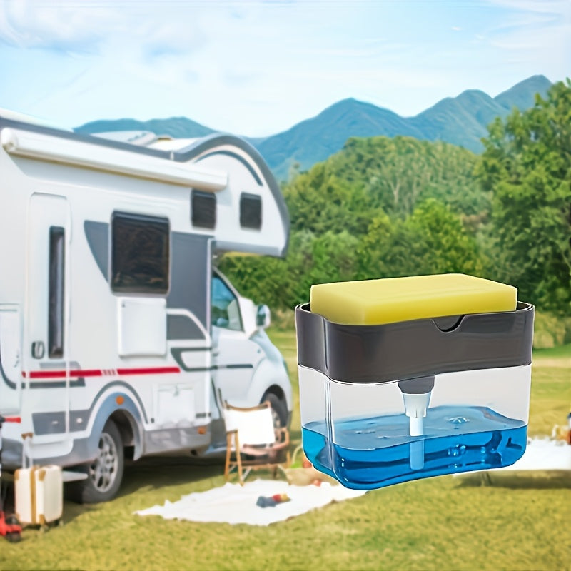 Organizador de fregadero de cocina con dispensador de jabón a prueba de fugas y soporte para esponjas