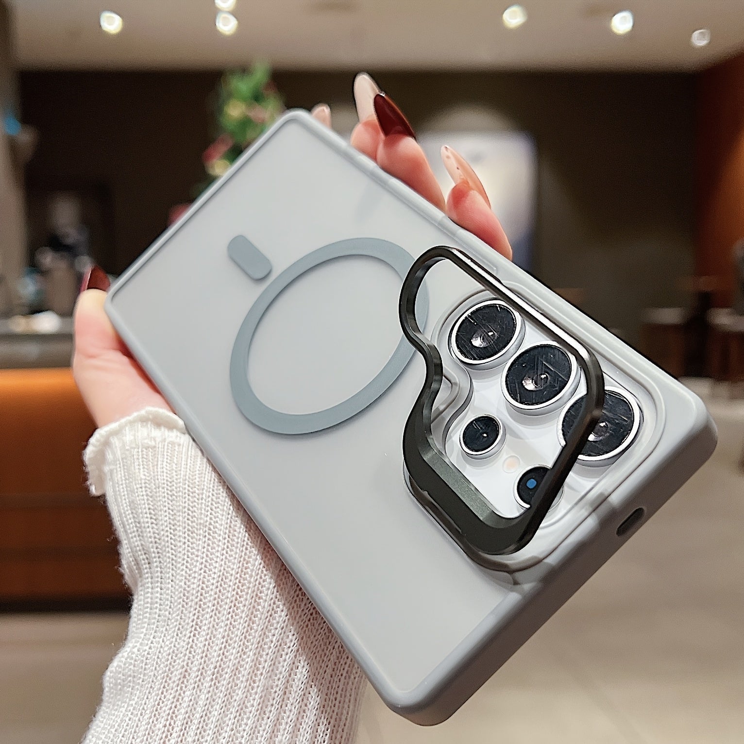 Samsung S25 Ultra Plus Magnetic Shockproof Lens Phone Case with Stand and Anti-Fingerprint Hard Cover