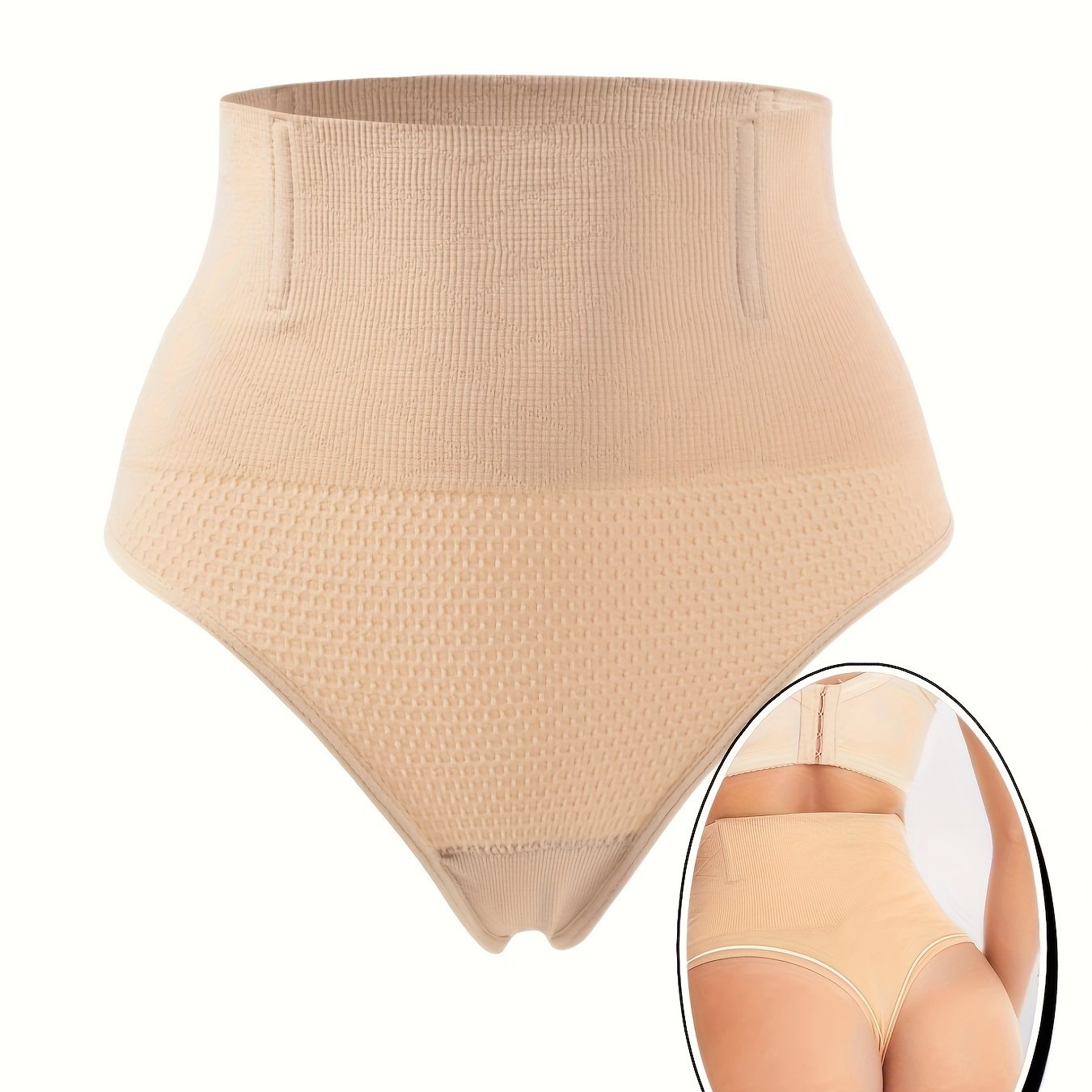 High-Waist Tummy Control Shapewear Panties for Women Solid Color Nylon
