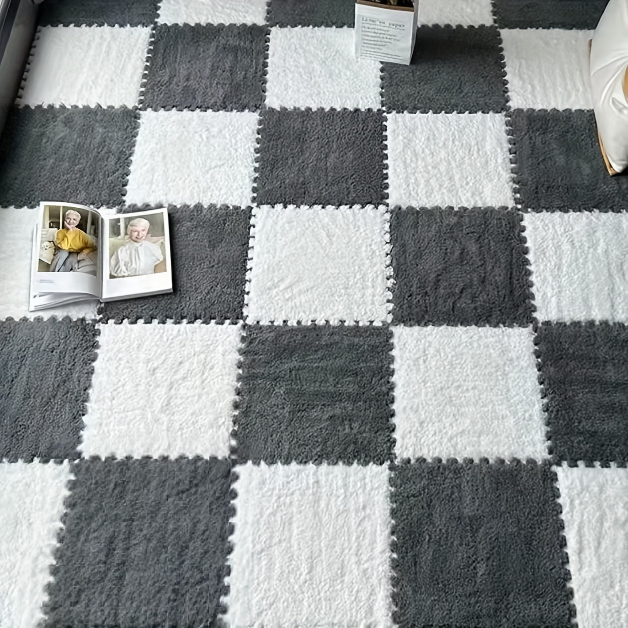 Modern Plush Patchwork Area Rug for Bedroom Living Room Indoor Washable 40 Pieces