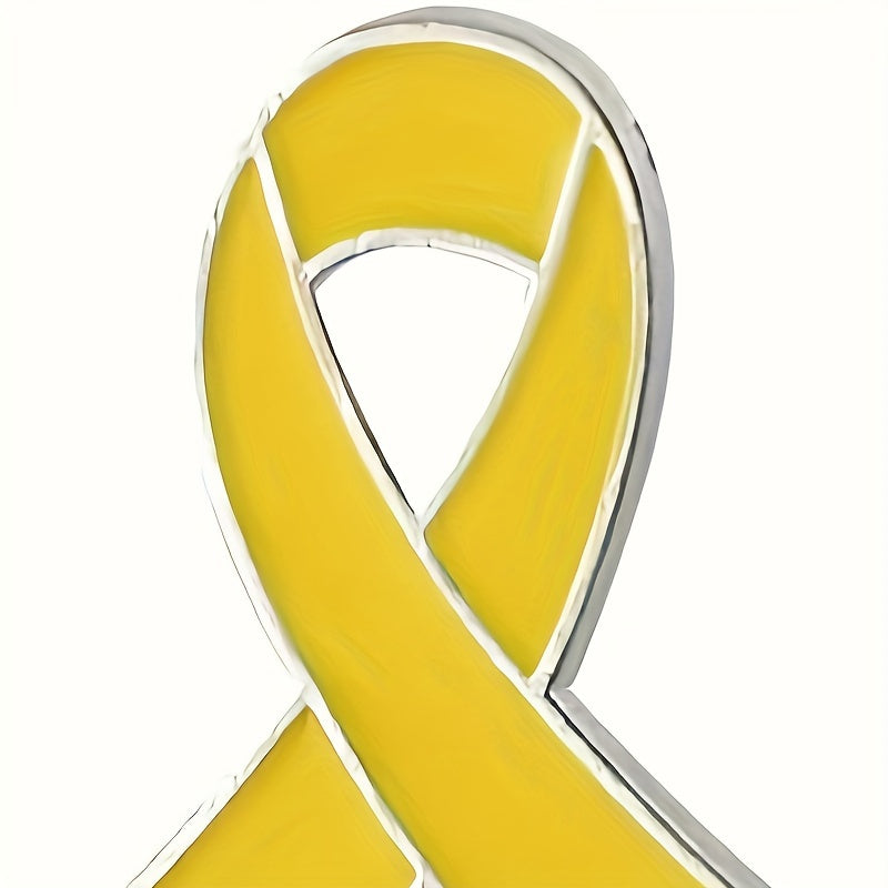 Yellow Enamel Pin with Ribbon Design for Cancer Awareness and Charity Support