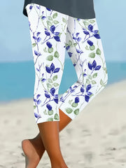 Women's Stretchy Floral Print High-Waisted Leggings for Yoga and Travel